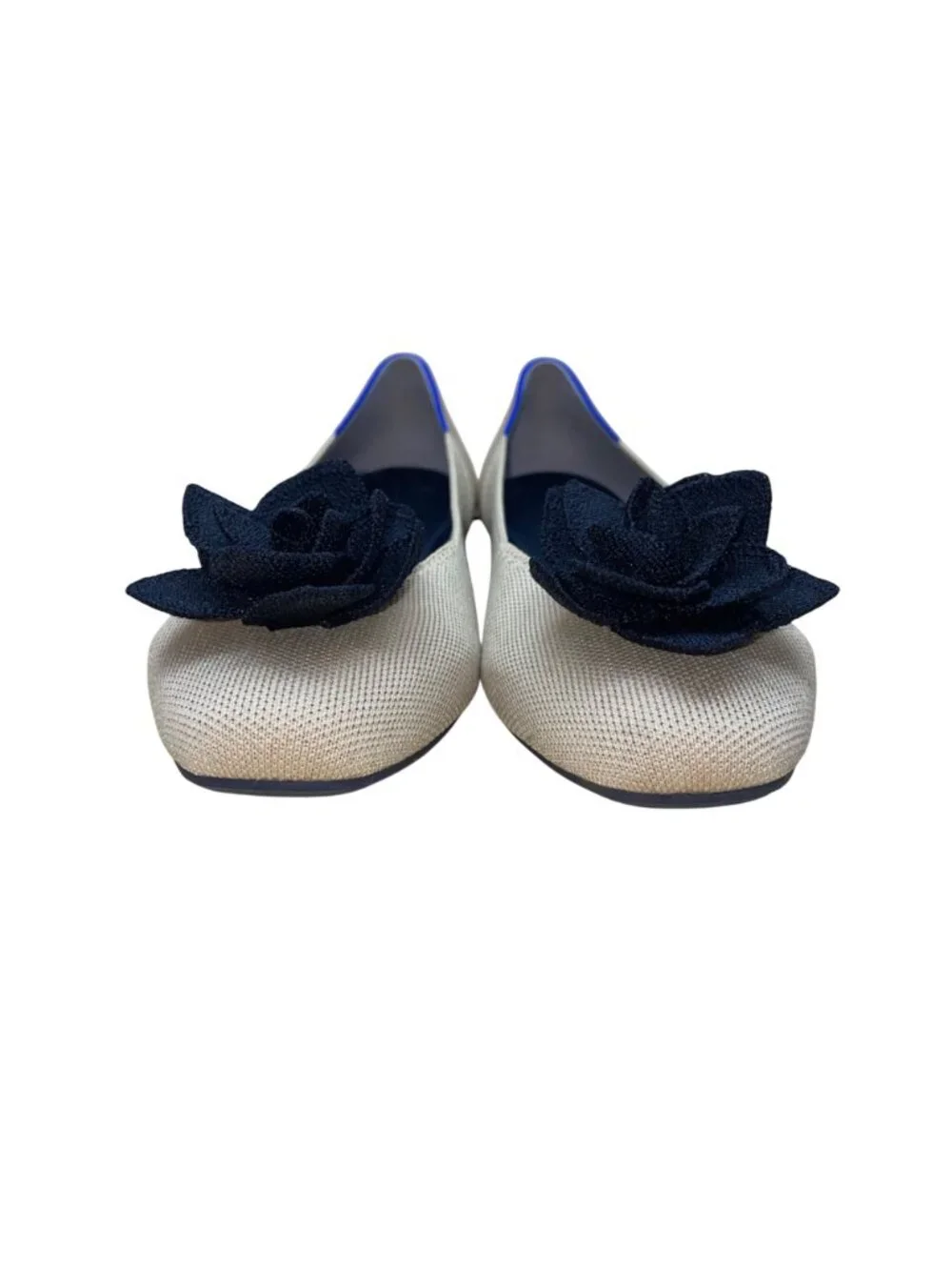 Rothys Women’s Beige & Black Knit Flower Ballet Flats Size 11.5 - Picture 2 of 9
